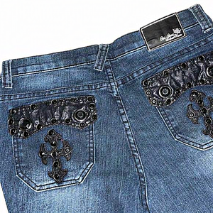 Old Skool Urban Wear Jeans Size 11 embroidered Dark WASH Denim‎ pants stretchy